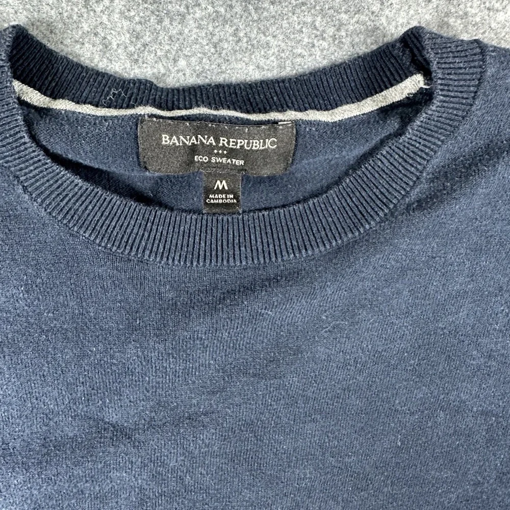 Banana Republic‎ Eco Sweater Medium Navy Blue Crew Neck Cotton Blend